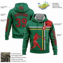 Laden Sie das Bild in den Galerie-Viewer, Custom Stitched Kelly Green Red Gold-Black 3D Dominic Dominican Flag Sports Pullover Sweatshirt Hoodie
