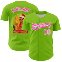 Загрузить изображение в средство просмотра галереи, Custom Neon Green Pink-White 3D Funny Christmas Authentic Baseball Jersey
