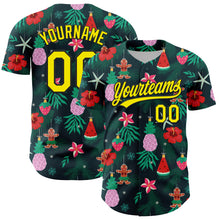 Загрузить изображение в средство просмотра галереи, Custom Green Light Yellow-Black 3D Funny Christmas Authentic Baseball Jersey
