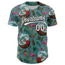 Charger l&#39;image dans la galerie, Custom Teal White-Black 3D Funny Christmas Authentic Baseball Jersey
