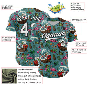 Custom Teal White-Black 3D Funny Christmas Authentic Baseball Jersey