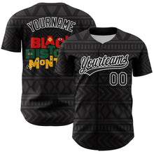 Charger l&#39;image dans la galerie, Custom Black White 3D Pattern Design Black History Month Authentic Baseball Jersey
