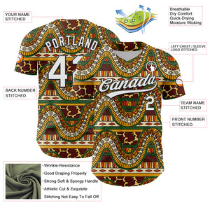 Custom Brown White-Black 3D Pattern Design Black History Month Authentic Baseball Jersey