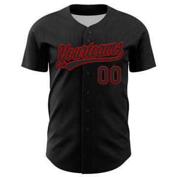 Custom Black Red 3D Love Heart Valentine's Day Authentic Baseball Jersey