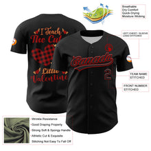 Загрузить изображение в средство просмотра галереи, Custom Black Red 3D Love Heart Valentine&#39;s Day Authentic Baseball Jersey
