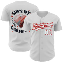 Загрузить изображение в средство просмотра галереи, Custom White Red 3D Love Heart Valentine&#39;s Day Authentic Baseball Jersey
