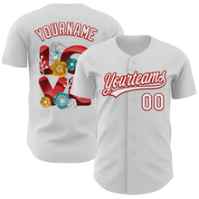 Charger l&#39;image dans la galerie, Custom White Red 3D Love Heart Valentine&#39;s Day Authentic Baseball Jersey
