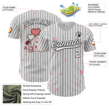 Загрузить изображение в средство просмотра галереи, Custom White Black Pinstripe Black 3D Love Heart Valentine&#39;s Day Authentic Baseball Jersey
