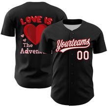 Загрузить изображение в средство просмотра галереи, Custom Black White-Red 3D Love Heart Valentine&#39;s Day Authentic Baseball Jersey
