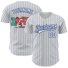 Загрузить изображение в средство просмотра галереи, Custom White Royal Pinstripe Royal 3D Love Heart Valentine&#39;s Day Authentic Baseball Jersey
