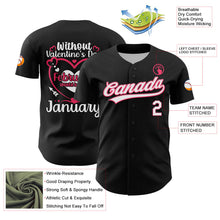 Load image into Gallery viewer, Custom Black White-Neon Pink 3D Love Heart Valentine&#39;s Day Authentic Baseball Jersey
