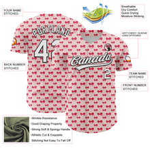 Загрузить изображение в средство просмотра галереи, Custom Light Pink White-Black 3D Love Heart Valentine&#39;s Day Authentic Baseball Jersey
