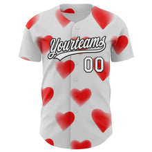 Загрузить изображение в средство просмотра галереи, Custom White Black 3D Love Heart Valentine&#39;s Day Authentic Baseball Jersey
