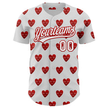 Загрузить изображение в средство просмотра галереи, Custom White Red 3D Love Heart Valentine&#39;s Day Authentic Baseball Jersey
