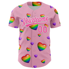 Загрузить изображение в средство просмотра галереи, Custom Light Pink Pink-White 3D Love Heart Valentine&#39;s Day Authentic Baseball Jersey
