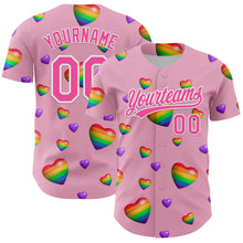 Загрузить изображение в средство просмотра галереи, Custom Light Pink Pink-White 3D Love Heart Valentine&#39;s Day Authentic Baseball Jersey
