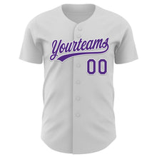 Laden Sie das Bild in den Galerie-Viewer, Custom White Purple 3D Pancreatic Cancer Ribbon Authentic Baseball Jersey
