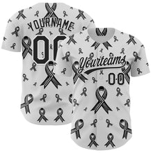 Загрузить изображение в средство просмотра галереи, Custom White Black 3D Skin Cancer Ribbon Authentic Baseball Jersey
