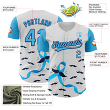 Загрузить изображение в средство просмотра галереи, Custom White Sky Blue-Navy 3D Prostate Cancer Ribbon Authentic Baseball Jersey
