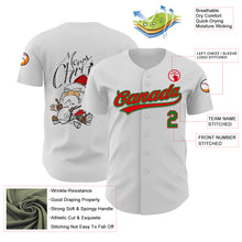 Laden Sie das Bild in den Galerie-Viewer, Custom White Fire Red-Grass Green 3D Funny Christmas Authentic Baseball Jersey
