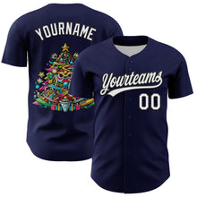 Charger l&#39;image dans la galerie, Custom Navy White-Black 3D Funny Christmas Authentic Baseball Jersey
