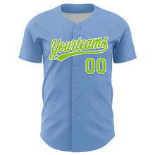 Laden Sie das Bild in den Galerie-Viewer, Custom Light Blue Neon Green-White 3D Funny Christmas Authentic Baseball Jersey
