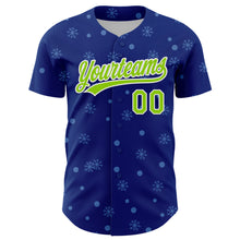 Laden Sie das Bild in den Galerie-Viewer, Custom Royal Neon Green-White 3D Funny Christmas Authentic Baseball Jersey
