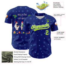 Laden Sie das Bild in den Galerie-Viewer, Custom Royal Neon Green-White 3D Funny Christmas Authentic Baseball Jersey
