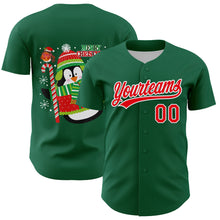 Charger l&#39;image dans la galerie, Custom Kelly Green Fire Red-White 3D Funny Christmas Authentic Baseball Jersey
