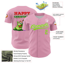 Load image into Gallery viewer, Custom Light Pink Neon Green Red-Kelly Green 3D Funny Christmas Authentic Baseball Jersey
