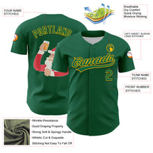 Charger l&#39;image dans la galerie, Custom Kelly Green Gold 3D Funny Christmas Authentic Baseball Jersey
