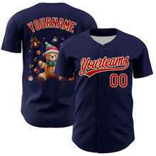 Charger l&#39;image dans la galerie, Custom Navy Red-Cream 3D Funny Christmas Authentic Baseball Jersey
