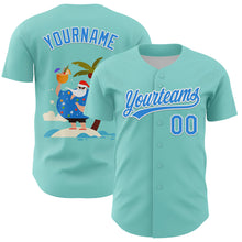 Load image into Gallery viewer, Custom Ice Blue Electric Blue-White 3D Funny Christmas Authentic Baseball Jersey
