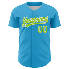 Charger l&#39;image dans la galerie, Custom Sky Blue Neon Green-White 3D Funny Christmas Authentic Baseball Jersey
