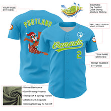 Charger l&#39;image dans la galerie, Custom Sky Blue Neon Green-White 3D Funny Christmas Authentic Baseball Jersey
