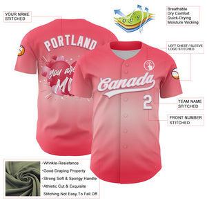 Custom Medium Pink White-Light Pink 3D Love Heart Valentine's Day Authentic Baseball Jersey