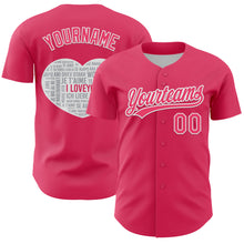 Load image into Gallery viewer, Custom Neon Pink White 3D Love Heart Valentine&#39;s Day Authentic Baseball Jersey
