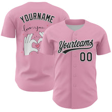 Charger l&#39;image dans la galerie, Custom Light Pink Black-White 3D Love Heart Valentine&#39;s Day Authentic Baseball Jersey
