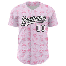 Загрузить изображение в средство просмотра галереи, Custom Light Pink White-Black 3D Love Heart Valentine&#39;s Day Authentic Baseball Jersey
