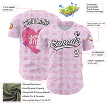 Загрузить изображение в средство просмотра галереи, Custom Light Pink White-Black 3D Love Heart Valentine&#39;s Day Authentic Baseball Jersey
