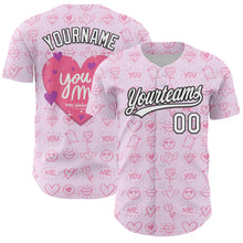 Загрузить изображение в средство просмотра галереи, Custom Light Pink White-Black 3D Love Heart Valentine&#39;s Day Authentic Baseball Jersey
