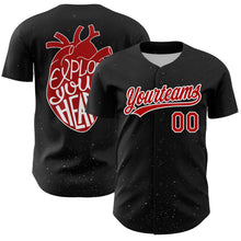 Загрузить изображение в средство просмотра галереи, Custom Black Red-White 3D Love Heart Valentine&#39;s Day Authentic Baseball Jersey
