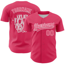 Charger l&#39;image dans la galerie, Custom Neon Pink White 3D Love Heart Valentine&#39;s Day Authentic Baseball Jersey
