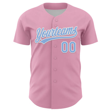 Custom Light Pink Light Blue-White 3D Love Heart Valentine's Day Authentic Baseball Jersey