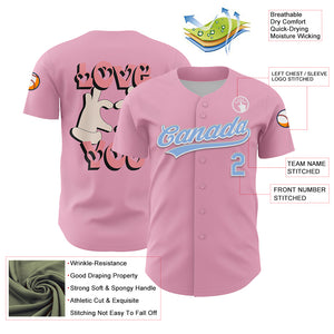 Custom Light Pink Light Blue-White 3D Love Heart Valentine's Day Authentic Baseball Jersey