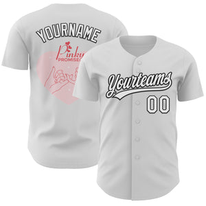 Custom White Black-Light Pink 3D Love Heart Valentine's Day Authentic Baseball Jersey