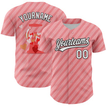 Загрузить изображение в средство просмотра галереи, Custom Medium Pink White-Black 3D Love Heart Valentine&#39;s Day Authentic Baseball Jersey
