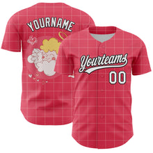 Загрузить изображение в средство просмотра галереи, Custom Neon Pink White-Black 3D Love Heart Valentine&#39;s Day Authentic Baseball Jersey
