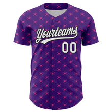 Загрузить изображение в средство просмотра галереи, Custom Purple White-Black 3D Love Heart Valentine&#39;s Day Authentic Baseball Jersey
