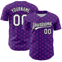 Загрузить изображение в средство просмотра галереи, Custom Purple White-Black 3D Love Heart Valentine&#39;s Day Authentic Baseball Jersey
